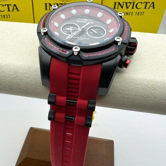 Invicta Men's Bolt Black - Red Dial Chronograph Red Polyurethan Strap 52mm Watch - Picture 4 of 6